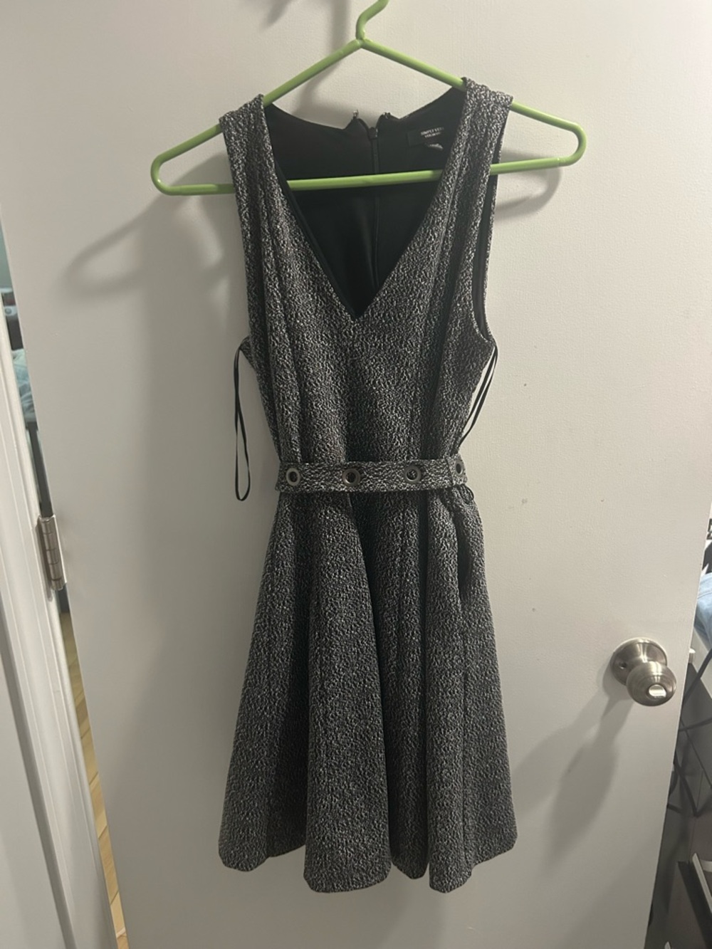 Simply Vera Vera Wang Textured Black & Silver Sleeveless Mini Dress
